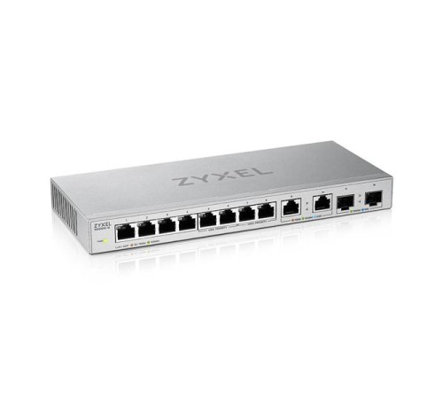 Коммутатор Коммутатор Zyxel XGS1010-12, 8xGE, 2x1/2,5GE, 2xSFP+, настольный, бесшумный