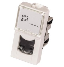  Вставка Mosaic 22.5x45, RJ-45 UTP, кат.5e, со шторкой и увеличенным окном маркировки, белая