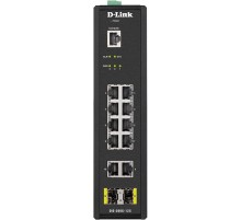 Коммутатор/ DIS-200G-12S Managed L2 Industrial Switch 10x1000Base-T, 2x1000Base-X SFP, Surge 6KV, CLI, RJ45 Console, Alarm relay, Dying Gasp, DIN-Rail, metal case IP30, -40 to 65°C, w/o power adapter