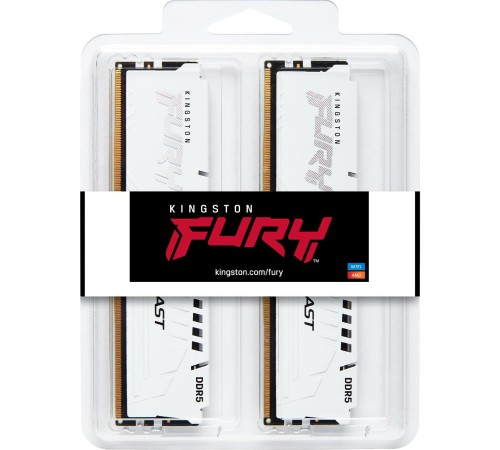 Память оперативная/ Kingston 64GB 6000MT/s DDR5 CL30 DIMM (Kit of 2) FURY Beast White XMP Память оперативная/ Kingston 64GB 6000MT/s DDR5 CL30 DIMM (Kit of 2) FURY Beast White XMP