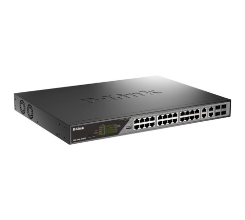 Коммутатор D-Link Настраиваемый L2 PoE-коммутатор, 24x1000Base-T PoE (8 портов 802.3bt 90 Вт), 4xCombo 1000Base-T PoE/SFP, PoE-бюджет 518 Вт, дальность PoE до 250 м