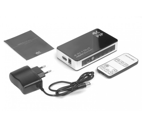 Greenconnect Переключатель 4->1 HDMI 4K/30HZ, PIP(картинка в картинке) , пульт ДУ, БП серия Greenline GL-v401P Greenconnect Переключатель 4->1 HDMI 4K/30HZ, PIP(картинка в картинке) , пульт ДУ, БП серия Greenline GL-v401P