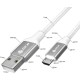 GCR QC Кабель 1.0m MicroUSB, быстрая зарядка, белый нейлон, AL корпус серебро, белый ПВХ, 28/24 AWG, GCR-52468