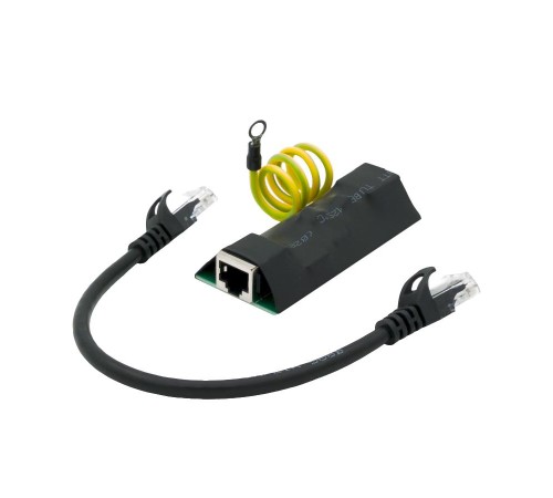 Бескорпусное устройство грозозащиты линий Ethernet + PoE на 1 канал/ Бескорпусное устройство грозозащиты линий Ethernet + PoE на 1 канал (УЗИП). Класс II. Защищает PoE оборудование, подключенное к линиям Ethernet от наведенного напряжения высоких энергий.