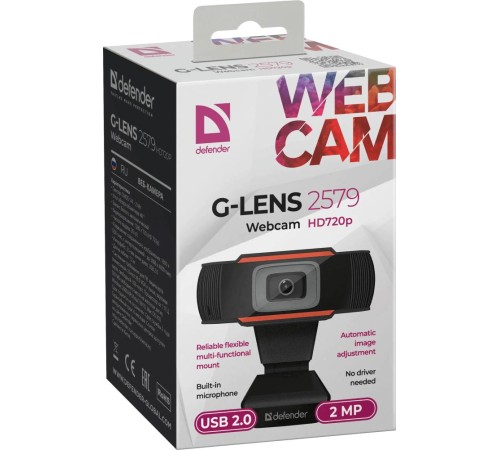 Веб-камера Defender 63179 G-lens 2579 HD720p 2МП Веб-камера Defender 63179 G-lens 2579 HD720p 2МП