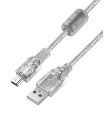 Greenconnect Кабель PROF 1.8m USB 2.0, AM/mini 5P, прозрачный, ферритовые кольца, 28/24 AWG, экран, армированный, морозостойкий, GCR-UM1M5P-BD2S-1.8m