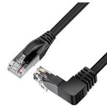 GCR Патч-корд прямой 5.0m UTP кат.5e, черный, нижний угол, литой, ethernet high speed, RJ45, T568B