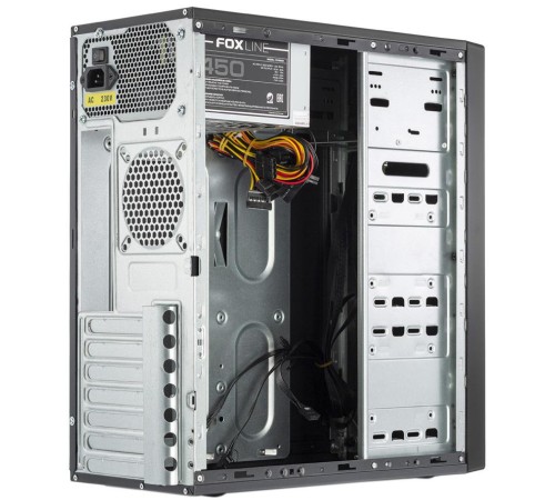 Корпус c блоком питания 450 Ватт/ Case Foxline FL-301, ATX, 1x5.25EXT, 1x3.5EXT, 4x3.5INT, 2xUSB2.0, 2xUSB3.0, HDA, w/o FAN, w/450W ATX PSU, w/1.2m EU pwr cord
