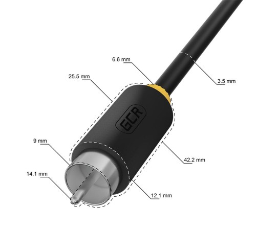 Кабель-переходник аудио jack 3,5mm / RCA GCR Кабель-переходник 1.0m аудио jack 3,5mm / 3 х RCA, черный, GCR-53202