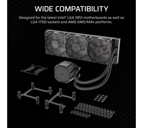 Система жидкостного охлаждения/ Water Cooling System Corsair NAUTILUS 360 ARGB (360mm, Black, Fans: 3x120mm, 72.8CFM, 36dBA, 1700RPM/ S: 1851, 1700, AM5, AM4) Система жидкостного охлаждения/ Water Cooling System Corsair NAUTILUS 360 ARGB (360mm, Black, Fans: 3x120mm, 72.8CFM, 36dBA, 1700RPM/ S: 1851, 1700, AM5, AM4)