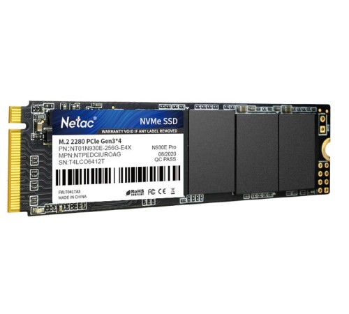 SSD накопитель Netac SSD N930E Pro 256GB PCIe 3 x4 M.2 2280 NVMe 3D NAND, R/W up to 2040/1270MB/s, IOPS(R4K) 150K/180K, TBW 150TB, 3y wty SSD накопитель Netac SSD N930E Pro 256GB PCIe 3 x4 M.2 2280 NVMe 3D NAND, R/W up to 2040/1270MB/s, IOPS(R4K) 150K/180K, TBW 150TB, 3y wty
