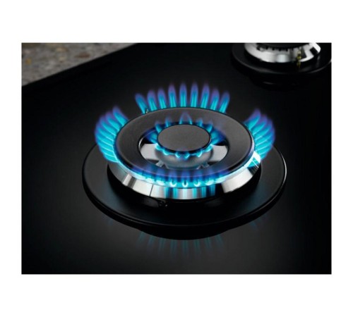 Встраиваемые газовые панели ELECTROLUX/ Газовая варочная поверхность  75 см- газ на стекле, 3 чугунных держателя, газконтроль варочной поверхности, интегрированный автоподжиг варочной поверхности, конфорки: Конфорка ускоренного нагрева, средней мощности,