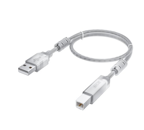 GCR Кабель PROF 0.75m USB 2.0, AM/BM, прозрачный, ферритовые кольца, 28/24 AWG, экран, армированный, морозостойкий, GCR-52421