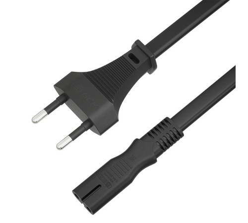 GCR Кабель питания 2.0m, CEE 7/16 / IEC C7, черный, 2*0,5mm, GCR-54294