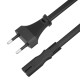 GCR Кабель питания 2.0m, CEE 7/16 / IEC C7, черный, 2*0,5mm, GCR-54294