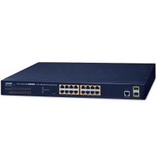 коммутатор/ PLANET IPv6/IPv4, 16-Port Managed 802.3at POE+ Gigabit Ethernet Switch + 2-Port 100/1000X SFP (220W)