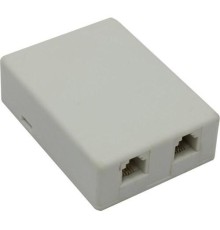 GCR Розетка телефонная на 2 порта RJ-11 6р4с, накладная, белая, GA-TLUS-023