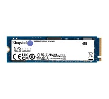 Твердотельный накопитель/ Kingston SSD NV2, 4000GB, M.2(22x80mm), NVMe, PCIe 4.0 x4, 3D TLC, R/W 3500/2800MB/s, TBW 1280, DWPD 0.3 (60 мес)