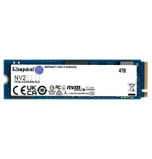 Твердотельный накопитель/ Kingston SSD NV2, 4000GB, M.2(22x80mm), NVMe, PCIe 4.0 x4, 3D TLC, R/W 3500/2800MB/s, TBW 1280, DWPD 0.3 (60 мес)