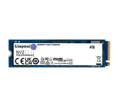 Твердотельный накопитель/ Kingston SSD NV2, 4000GB, M.2(22x80mm), NVMe, PCIe 4.0 x4, 3D TLC, R/W 3500/2800MB/s, TBW 1280, DWPD 0.3 (60 мес) Твердотельный накопитель/ Kingston SSD NV2, 4000GB, M.2(22x80mm), NVMe, PCIe 4.0 x4, 3D TLC, R/W 3500/2800MB/s, TBW 1280, DWPD 0.3 (60 мес)