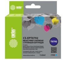 -/ Картридж струйный Cactus CS-EPT0792 голубой (13.8мл) для Epson Stylus Photo 1400/1500/PX700/710