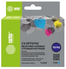 -/ Картридж струйный Cactus CS-EPT0792 голубой (13.8мл) для Epson Stylus Photo 1400/1500/PX700/710