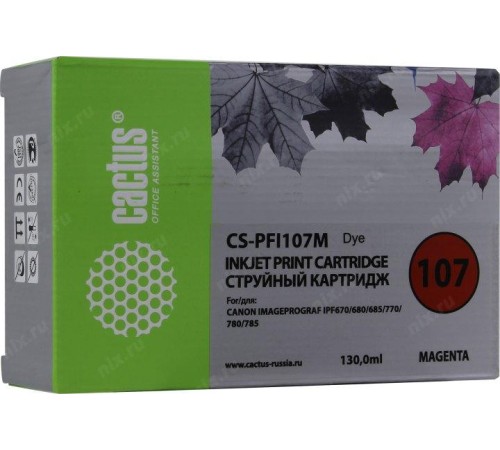 -/ Картридж струйный Cactus CS-PFI107M пурпурный (130мл) для Canon IP iPF670/iPF680/iPF685/iPF770/iPF78