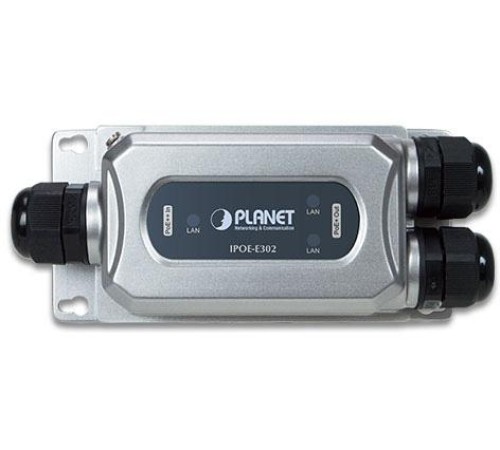 индустриальный PoE экстендер/ PLANET IPOE-E302 IP67-rated Industrial 1-Port 802.3bt PoE++ to 2-Port 802.3at PoE+ Extender (-40~75 degrees C, IK10 impact protection), 3 x waterproof cable glands included
