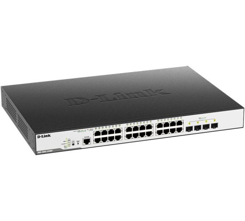 Коммутатор/ DGS-3000-28XMP/B Managed L2 Switch 24x1000Base-T PoE, 4x10GBase-X SFP+, PoE Budget 370W, Surge 6KV, CLI, RJ45 Console, RPS, Dying Gasp