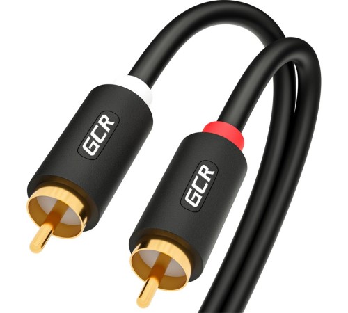 GCR Кабель 1.5m аудио 2 х RCA / 2 х RCA , GOLD, черный, GCR-53109