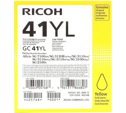GC 41YL Картридж для гелевого принтера Жёлтый GC 41YL Print Cartridge Yellow