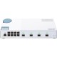 Коммутатор/ QNAP QSW-M408S 10 Gbps managed switch with 4 SFP + ports, 8 1 Gbps RJ-45 ports, bandwidth up to 96 Gbps, JumboFrame support.
