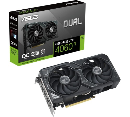 видеокарта/ VGA ASUS NVIDIA GeForce DUAL-RTX4060TI-O8G 8GB, GDDR6/128-bit, PCIe 4.0, 1xHDMI 2.1, 3xDP, 2.5-slot  90YV0J40-M0NA00