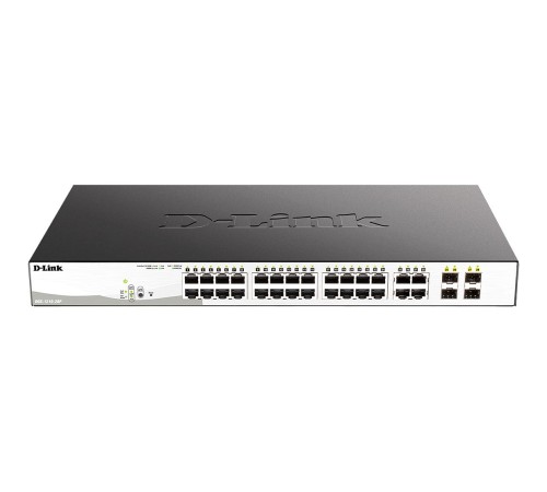 Коммутатор/ DGS-1210-28P/F5A Настраиваемый L2 PoE-коммутатор, 24x1000Base-T, 4хCombo 1000Base-T/SFP
