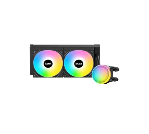 Водяное охлаждение для процессора/ Water Cooling System SAMA L40 Black (240mm, Black, ARGB/ Fans: 2x120mm, 82.79CFM, 29dBA, 2000RPM/ Pump height 52mm, 29dBA, 2500RPM, Rad thickness 27mm/ S: 1851, 1700, 1200, 20XX, 115X, AM5, AM4)