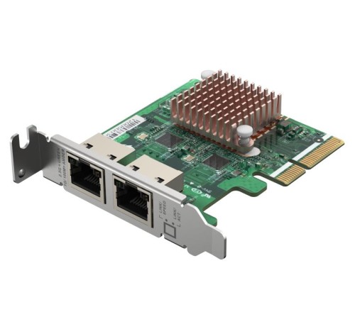 Сетевая карта/ QNAP QXG-2G2T-I225 2-port 2.5 GbE network expansion card, Controller I225-LM,  PCIe Gen2 x2, 3 x Brackets included (Full-height, Low-profile and Specialized for QNAP NAS)