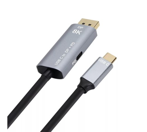 Кабель-адаптер/ Кабель-адаптер USB Type-Cm --> DP1.4v (m) 8K@60Hz, PD 100W,1.8m , Alum Shell,VCOM <CU480MCPD-1.8M> Кабель-адаптер/ Кабель-адаптер USB Type-Cm --> DP1.4v (m) 8K@60Hz, PD 100W,1.8m , Alum Shell,VCOM <CU480MCPD-1.8M>