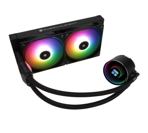 Водяное охлаждение для процессора/ Water Cooling System Thermalright Frozen Notte 240 Black Argb V2 (240mm, Black, ARGB/ Fans: 2x120mm, 72.37CFM, 27.7dBA, 2000RPM/ Pump height 54mm, 28dBA, 5300RPM, Rad thickness 27mm/ S: 1200, 1700, 1851, 2011, 2066, 115X