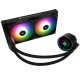 Водяное охлаждение для процессора/ Water Cooling System Thermalright Frozen Notte 240 Black Argb V2 (240mm, Black, ARGB/ Fans: 2x120mm, 72.37CFM, 27.7dBA, 2000RPM/ Pump height 54mm, 28dBA, 5300RPM, Rad thickness 27mm/ S: 1200, 1700, 1851, 2011, 2066, 115X