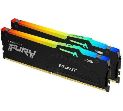 Память оперативная/ Kingston 32GB 5600MT/s DDR5 CL40 DIMM (Kit of 2) FURY Beast RGB XMP Память оперативная/ Kingston 32GB 5600MT/s DDR5 CL40 DIMM (Kit of 2) FURY Beast RGB XMP