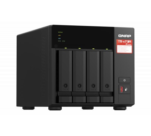 Сетевое хранилище без дисков/ SMB QNAP TS-473A-8G NAS, 4-tray w/o HDD, 2xM.2 SSD Slot. Quad-сore AMD Ryzen Embedded V1500B 2.2 GHz, 8GB DDR4 (1 x 8GB) up to 64GB (2 x 32GB), 2x 2.5 Gigabit LAN