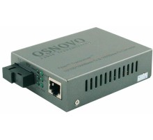 Медиаконвертер/ OSNOVO Гигабитный медиаконвертер, по одному волокну SM до 20 км, по MM - до 500м, tx1550/rx1310нм