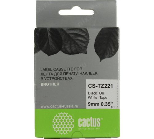 -/ Картридж ленточный Cactus CS-TZ221 TZe-221 черный для Brother 1010/1280/1280VP/2700VP