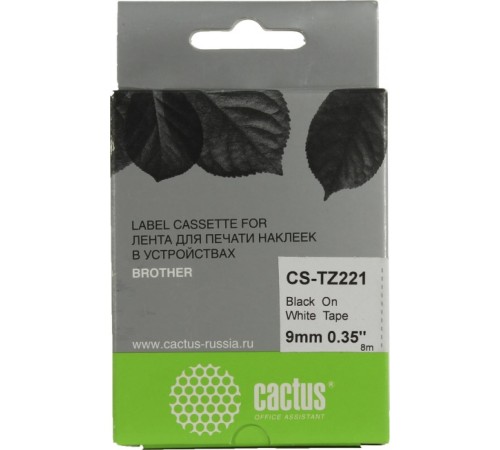 -/ Картридж ленточный Cactus CS-TZ221 TZe-221 черный для Brother 1010/1280/1280VP/2700VP