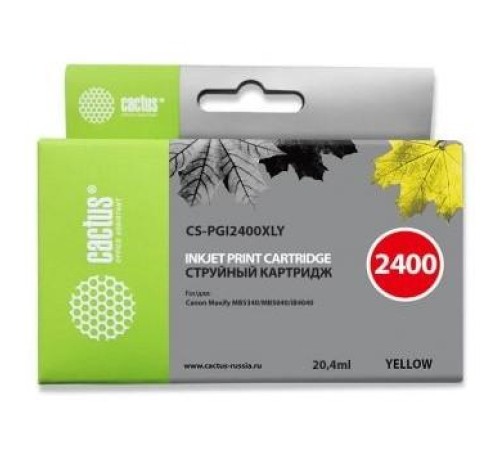 -/ Картридж струйный Cactus CS-PGI2400XLY желтый (20.4мл) для Canon MAXIFY iB4040/ МВ5040/ МВ5340