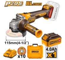Аккумуляторная угловая шлифмашина Li-Ion 20В, INGCO CAGLI211541, 115мм