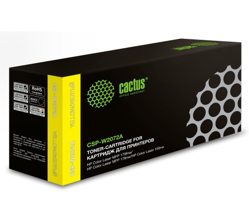-/ Картридж лазерный Cactus CSP-W2072A желтый (700стр.) для HP Color Laser 150a/150nw/178nw MFP/179fnw