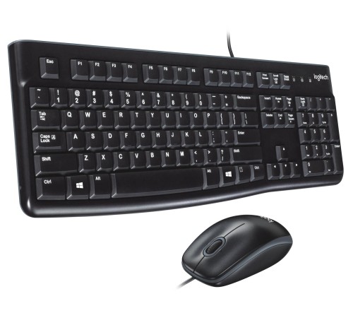 Комплект (клавиатура + мышь)/ Keyboard+mouse Logitech Desktop MK120 Black ( USB, keyboard: waterproof,  mouse: optical, 1000dpi, 3btn+Scroll) Retail
