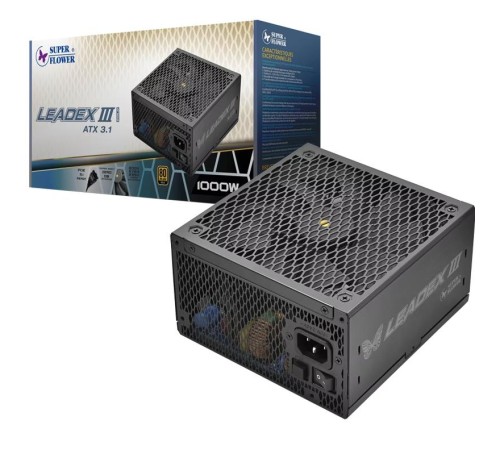 Блок питания 1000 Ватт/ Power Supply Super Flower Leadex III Gold, 1000W, ATX 3.1, 140mm, 8xSATA, 4xPCI-E(6+2), 1x12VHPWR(12+4), APFC, 80+ Gold, Full Modular Блок питания 1000 Ватт/ Power Supply Super Flower Leadex III Gold, 1000W, ATX 3.1, 140mm, 8xSATA, 4xPCI-E(6+2), 1x12VHPWR(12+4), APFC, 80+ Gold, Full Modular