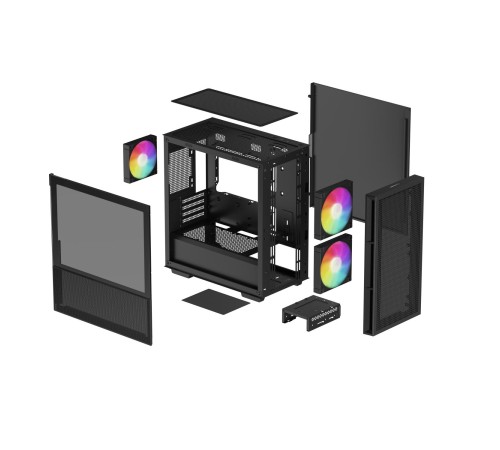 Корпус ПК без блока питания/ Case Deepcool CH360 Digital, 1xUSB3.0, 1xType-C, 2x140ARGB fan, 1x120ARGB fan, mATX, Digital display, Black